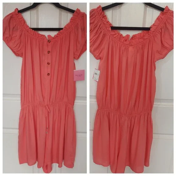 NWT Kate Spade New York Lychee Off the Shoulder Romper Swim Cover Up Sz S - Picture 3 of 16